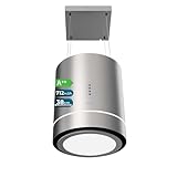 Cecotec Runde Insel-Dunstabzugshaube 44 cm Bolero Flux Cre 448000 Inox A++. Edelstahloptik, Saugleistung 800 m³/h, 210-W-Motor, Elektronische Steuerung, Beleuchtung, Kohlefilter