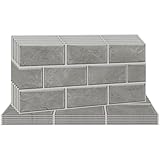 Hode 12 Stück Fliesenaufkleber Küche Hellgrau 15x30cm, Klebefliesen Bad Backstein, Küchenrückwand Selbstklebend Mosaik, Selbstklebende Fliesen für Badezimmer Kamin