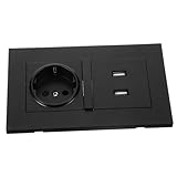 Gadpiparty Europäischer Standard Dual USB Wandsteckdose 86 Type 2100mA Ladegerät Schwarzes Panel Doppelte USB Steckdose Für Wohnzimmer Büro Küche Schnellladefunktion