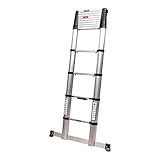 STIER Teleskopleiter Premium 3,8m 13 Sprossen, Stehleiter, Klappleiter, Ausziehleiter, hochwertiges Aluminium, 150kg Belastbarkeit, Mehrzweckleiter, Rutschfest Robust