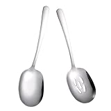 FUNOMOCYA 2 Stück Teiliges Servierlöffel Edelstahl Langlebig und Rostfrei Schmale Schöpflöffel mit Schlitz für Restaurant Buffet und Party Leicht zu Reinigen und Tragbar