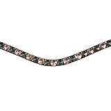Leone Equipment Stirnriemen Pferd - Stirnriemen Pferd Glitzer für Warmblut, Vollblut und Pony - Trensen Stirnband - Pferde Stirnband Rosa Und Grau - (Schwarz Cob/Vollblut, Rosa/Grau)