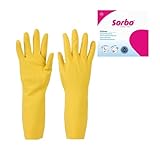 Sorbo Haushaltshandschuhe XL – Extra langes Bündchen – Rutschfestes Griffprofil – Für Haushalt & professionelle Reinigung – Gelb – Bequeme Passform – Aus flexiblem Latex