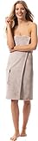 Morgenstern Saunakilt Damen Frottee Saunatuch mit Knöpfen Beige/Sand Baumwolle Sauna Kilt Frauen groß Tuch Sarong weich Spa Knöpfe Saunarock mit Gummizug lang
