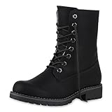 VAN HILL Schnürstiefeletten Damen Warm Gefütterte Stiefeletten Stiefel 610575 Schwarz 40
