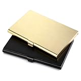 Gtziqa 2 Stück Visitenkartenetui, Gold und Schwarz Slim Pocket Visitenkartenbox Aluminium Professionelle Visitenkartenhalter für Herren Damen, Metall Kartenetui Visitenkarten Etui Organizer