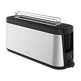 Tefal Element Langschlitz-Toaster, 7 Bräunungsstufen, 1000 Watt, Integrierter Brötchenaufsatz, Elegantes Design, Schwarz/ Edelstahl, TL4308