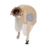 AYPOW Kinder Winter Thermofleece Mütze mit Abnehmbaren Schutzbrillen 6-12 Jahre, Outdoor Winddichte Warme Ohrenklappe Bombermützen Trapperhüte Aviator Mützen, für Jungen Mädchen Ski Wander Radmütze