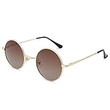 Pro Acme Retro Kleine Runde Polarisierte Sonnenbrille für Männer Frauen (Goldene Rahmen | Braun Gradient Linse)