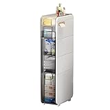 Badezimmer-Aufbewahrungsschrank mit transparenten Schubladen und Rollen, schmaler Organizer für Waschbecken und Toilettenpapier