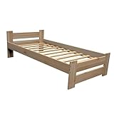 Best For Home - Massivholzbett | Futonbett | Naturholzbett bettgestell | Hochbett aus 100% Naturholz | kopfteil Bett | Bett mit lattenrost Und kopfteil |Seniorenbett | bettgestell (90x200 cm)