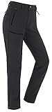 Vzteek Damen-Softshellhose-Thermohose-Wanderhose-Skihose-Wasserdicht-Winter-Warm-Gefüttert Regenhose Trekkinghose Kletterhose Outdoor Hosen für Damen 4 Reißverschlusstaschen(DunkelGrau,L)