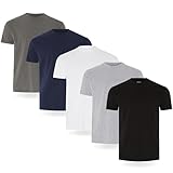 Fm London Herren-t-shirt (3/5er-pack) Herren T-Shirt , Schwarz, Grau, Weiß, Marineblau, Anthrazit (5er-pack), L