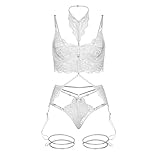 Damen Corsage Sportgürtel mit verführerischen G-String Halterlose Halfter Pyjamas BH Tüll G-String Rückenfrei Große Größen Fishnet Size Panties Spitzen Sexy Body