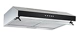 Respekta Dunstabzugshaube unterbau/Unterbau-Dunstabzugshaube 60 cm/Metallgehäuse mit Glasfront in schwarz/Abluft - und Umluftfunktion / CH16060SGB / B / 60 – 68 dB