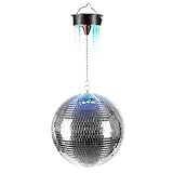 Ibiza - DISCO1-30 - 30cm Durchmesser Facettenkugel mit 18 LED Sockel und 20cm Kette - Batteriebetrieben