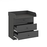 KOMTO Wickelkommode mit Schubladen - Baby Kommode mit Wickelaufsatz, Wickeltisch, Wickelschrank mit abnehmbarer Wickelsatz Anthrazit | Lulliblox M3