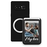 Sunrive personalisierter für MagSafe Wallet mit Hülle kompatibel mit Samsung Note 8 – Handy Kartenhalter mit Standfunktion zum Ansehen von Videos, mit Foto oder Text personalisierbar