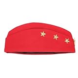 YARNOW Russischer Matrosenhut mit Rotem Oberteil und Gelbem Stern Cosplay Kapitänsmütze für Kostümparty Bequem für Karneval Theater und Geschenk