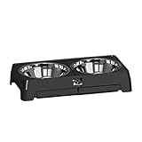 NOENNULL Erhöhte Hundenäpfe, 5 Höhenverstellbarer Erhöhter Napfständer mit 2 Edelstahl-Futternäpfen, Faltbarer Erhöhter Hundefutter-Wassernapf für Kleine, Mittelgroße und Große Hunde, (Schwarz)