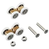 Schiebetürrolle für Duschraum, mit vierrädrigem Kupfer-Hängeriemenzug für Badezimmer-Glastür und Schranktür, Nylonmaterial und glattes Lager, niedrig, 2 Stück