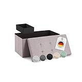 Blumtal Sitzbank mit Stauraum + extra Box - Truhenbank mit Stauraum 76x38x38 cm - Sitztruhe mit Stauraum - Bequemer Hocker mit Stauraum - Aufbewahrungsboxen - Sitzkiste mit Stauraum - Sitzbox Hellgrau