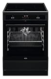 AEG CCB6445BBB 60 cm Standherd mit Glaskeramik-Kochfeld / Bräterzone / Mehrkreiskochzone / Versenkknebel / Touch-Bedienung / Grillfunktion / Display mit Uhr / A