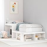 Mengtu Massivholzbett ohne Matratze Weiß 75x190 cm Kiefernholz Bettgestell Holzbett Jugendbett Bettrahmen Doppelbett Einzelbett Designbett Bett Schlafzimmermöbel