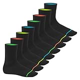 Footstar Herren & Damen Baumwollsocken (8 Paar) Socken im Neon Look - Schwarz 39-42