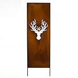 Kapaga - Sichtschutz Metall - 160 cm x 50 cm - Edelrost - Rostoptik Sichtschutz für Garten - Sichtschutzelement - Sichtschutzwand - Gartendekoration Zaun - Rost (Hirsche)