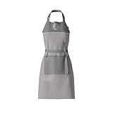 MasterChef Kochschürze Herren & Damen, 100% Baumwolle Küchenschürze, perfekt für Männer, Backschürze mit verstellbarem Gurt, Official M Logo, Einheitsgröße, grau