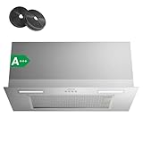 CIARRA CBCS6926A A+++ Einbau Dunstabzugshaube Lüfterbaustein 60 cm breit 650 m³/h Abluft Einbauhaube Warme LED-Beleuchtung 3 Leistungsstufen mit CBCF003 Aktivkohlefilter