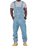 ORANDESIGNE Herren Jeans Latzhose Denim Overalls Jeanshose Männer Cargo Retro Jumpsuit Arbeitshose Blau Arbeitslatzhosen C Hellblau XS