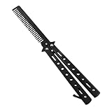 Butterfly Kamm, Schmetterlingskamm, Butterfly Kamm Edelstahl Faltbarer, Faltbarer Taschenkamm Frühlings Haar Kamm für Haar Barberkamm Haarstyling Zubehör Training Schmetterling Stil Kamm (Schwarz)