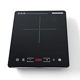 Induktionskochplatte, COOKNANO Induktionskochfeld 1 platte, 2000W Induktionsherd, 9 Stufen, 8-Stunden-Timer Induktionsplatte, Topferkennung, herdplatte 1 kochfeld, Touch-Display