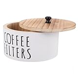 IWOWHERO Rustikaler Kaffeefilterbehälter mit Deckel Aufbewahrungsbox für Handfilterpapier Landhausstil Organizer für Kaffeestation Küchen und Barzubehör