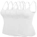 Libella 4er Pack Ultra weich Damen Spaghettitop Unterhemd mit verstellbaren Träger bestes Tragegefühl dehnbar 3912 Weiss One Size XS-L (34-40)