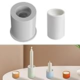 3in1 Silikonform Kerzenhalter, Gießform Kerzenhalter für 20 mm und 25 mm Stabkerzen sowie 38 mm Teelichter, zum Ausgießen mit Kreativ Beton, Art Resin Gießharz
