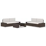 CINDERFUL Gartenmöbel Set 5-TLG. Garten-Lounge-Set Poly Rattan Braun