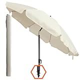 4smile Sonnenschirm Strand SunnyJoy, Beige - UPF 50+ Strandschirm Ø 180 cm, sicherer Sonnenschutz Strand, Strandschirm windfest stabil - Sonnenschirm mit Schutzhülle