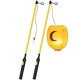 JSRHEEM 2er Laternenstab Elektrisch 40cm für St. Martin, Laternenstab LED, Sankt Martin Laterne Kinder Elektrischer Stab für Laternenumzüge, Martinsumzüge (Schwarz-2)