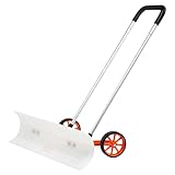VEVOR Schneeschieber mit Rädern 94cm Schneeschaufel ABS-Kunststoff Aluminiumlegierung Schneeschippe Seitenwinkel von 15° Schneeräumer Schneeräumgeräte Rückenschonender Schneeschieber