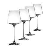 Kristall-Rotweingläser, 530 ml, mundgeblasene Burgundergläser, 4 Stück, kristallklares Glas mit langem Stiel, für Rot- und Weißweinverkostung, Hochzeit, Party
