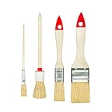M7 Satz mit 4 Bürsten 3 flach 1 rund 0 '3/4' 1,5 '4' Serie 02 für Malerarbeiten mit Farben und Lacken Gleichmäßige Deckkraft Naturborsten, Rot