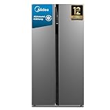 Midea MERS530FGE02 Side-by-Side Kühl-/Gefrierkombination/No Frost/Inverter Compressor/176,5 cm hoch/347 L Kühlen/201 L Gefrieren/Doppelte Steuerung/SuperCool/35dB, Inox