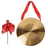 Vesaneae Gong mit Trommelschlägel Mini, Generic Gong mit Schlägel, Percussion Musikinstrument Traditioneller Chinesischer Wind Gong, Messing-Kupfer-Handgong, Messing Kupfer Hand Gong