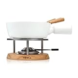 BOSKA Käse Fondue-Set Bianco in weiß/braun/Silber, Keramik, 30 x 22 x 19 cm