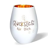 Belillpipi Geschenke für Frauen, Windlicht aus Glas Teelichthalter mit Gravur Glückslicht Geschenke für Geburtstag Frauen Weihnachten