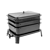 HSHBGS Outdoor Komposter Set, 40-Liter Kunststoff Kompostbehälter, Großer Wurmkomposter, Schwarze Schnellkomposter für Haus und Garten, Einfach zu montierender