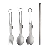 Outdoor Travel Camping Castlery Set Folding Metall Tischgeschirr Gabel Löffel Chopstick Utensilien Für Picknicks Und Wanderungen